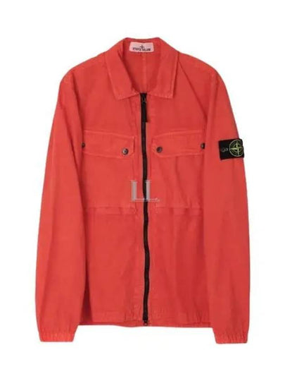 Brushed Organic Cotton Overshirt Jacket Red - STONE ISLAND - BALAAN 2