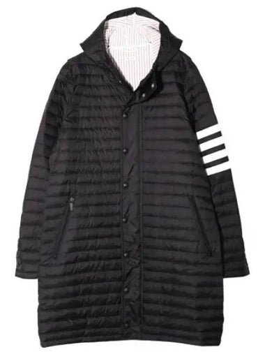 Diagonal Stripe Downfill Quilted Hoodie Coat - THOM BROWNE - BALAAN 1