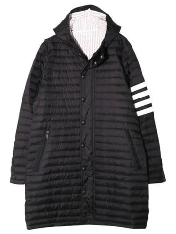 Diagonal stripe downfill quilted hoodie coat jumper padding - THOM BROWNE - BALAAN 1