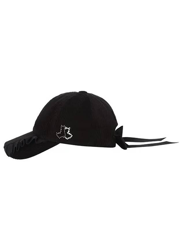 Women’s Corduroy Ribbon Ball Cap 8412LXACBLACK - BLACK&WHITE - BALAAN 3