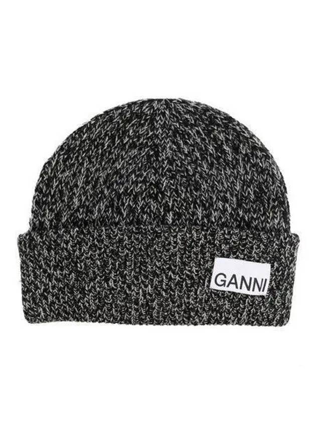 23FW A4938 Logo Structured Ribbed Knit Beanie 1008502 - GANNI - BALAAN 1