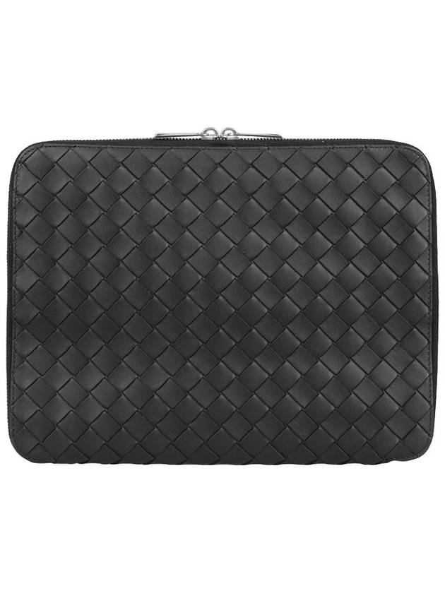 Classic Intrecciato Zipper Clutch Bag Black - BOTTEGA VENETA - BALAAN 5