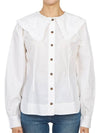 Ruffle Wide Poplin Blouse White - GANNI - BALAAN 2