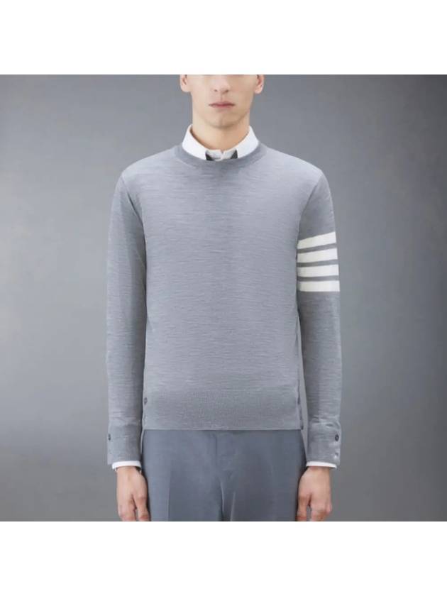 4 Bar Armband Classic Merino Wool Knit Top Light Grey - THOM BROWNE - BALAAN 2