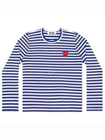 24 AX T164 051 2 P1T164 AZ Red Heart Waffen Stripe Long Sleeve T Shirt - COMME DES GARCONS - BALAAN 1