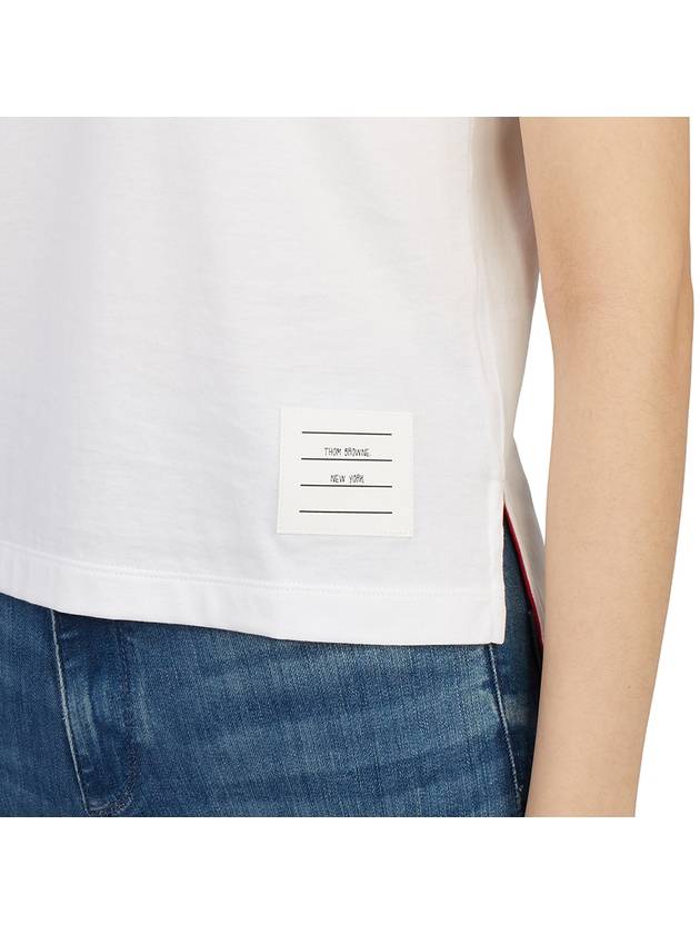 Logo Patch Lightweight Jersey Relaxed Fit Short Sleeve T-Shirt White - THOM BROWNE - BALAAN 9