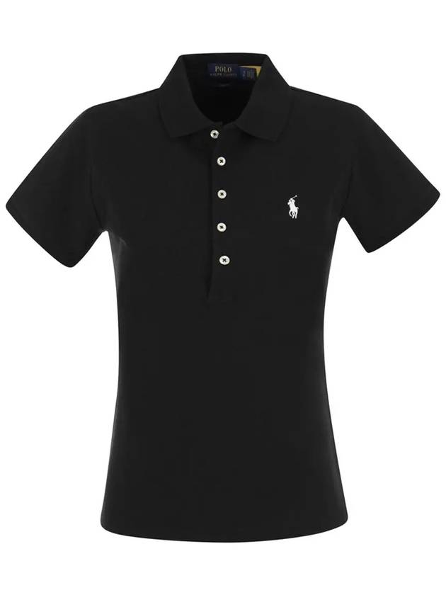 Women's Julie Embroidered Logo Short Sleeve Polo Shirt Black - POLO RALPH LAUREN - BALAAN 2