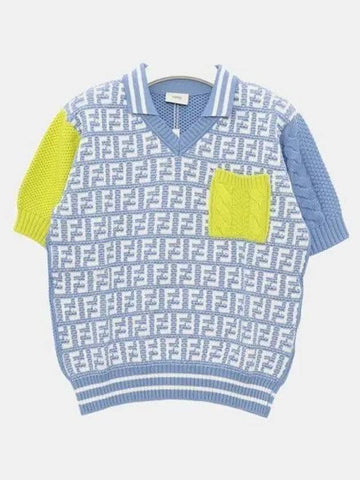 Adult wearable kids FF logo all over pocket short sleeve boys PK knit JMG096 AMHC F1JKV 14A 271928 1042751 - FENDI - BALAAN 1