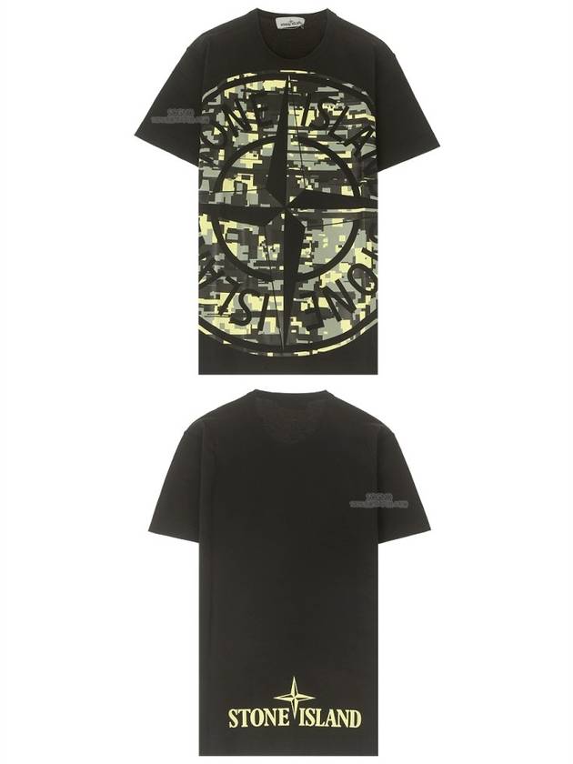 Camo Big Logo Short Sleeve T-Shirt Black - STONE ISLAND - BALAAN 5