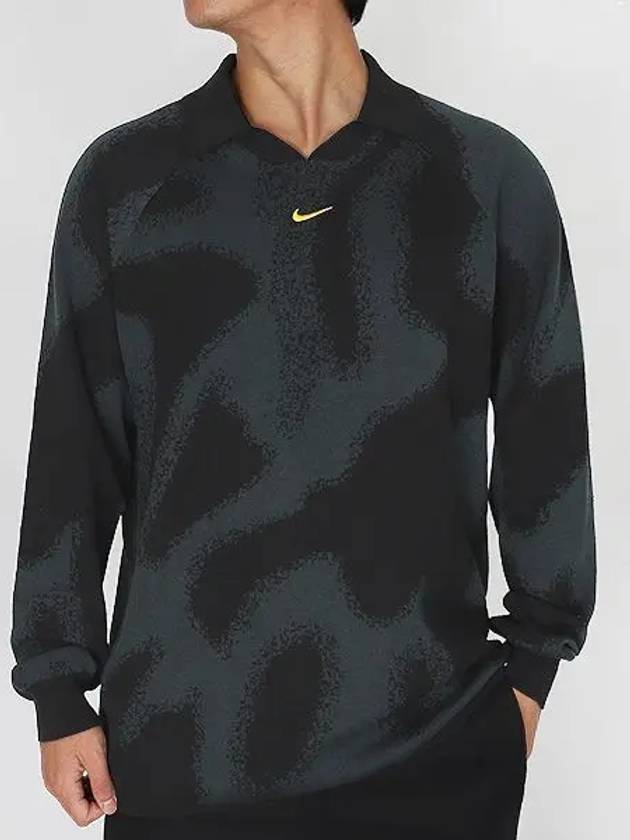 Soccer Wear Knit Long Sleeve Polo Shirt Black - NIKE - BALAAN 2