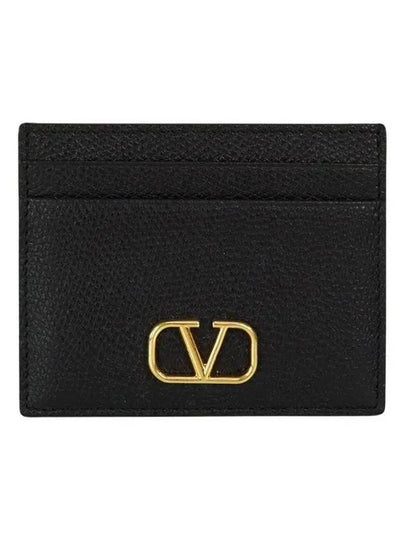 V Logo Signature Card Wallet Black - VALENTINO - BALAAN 2