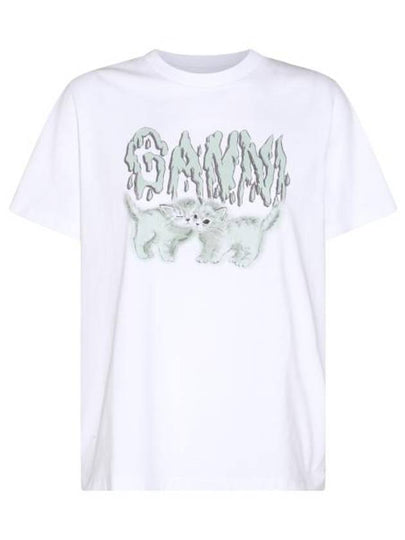 Logo Print Short Sleeve T-Shirt White - GANNI - BALAAN 2