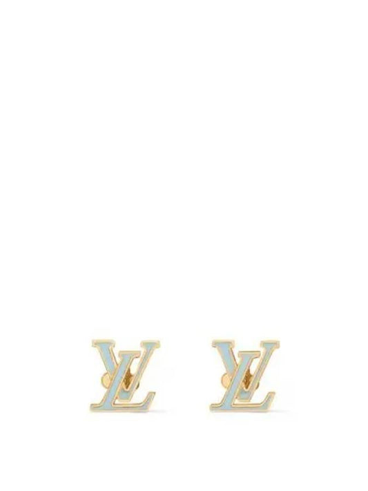 LV Iconic Enamel Earrings Gold Blue - LOUIS VUITTON - BALAAN 2