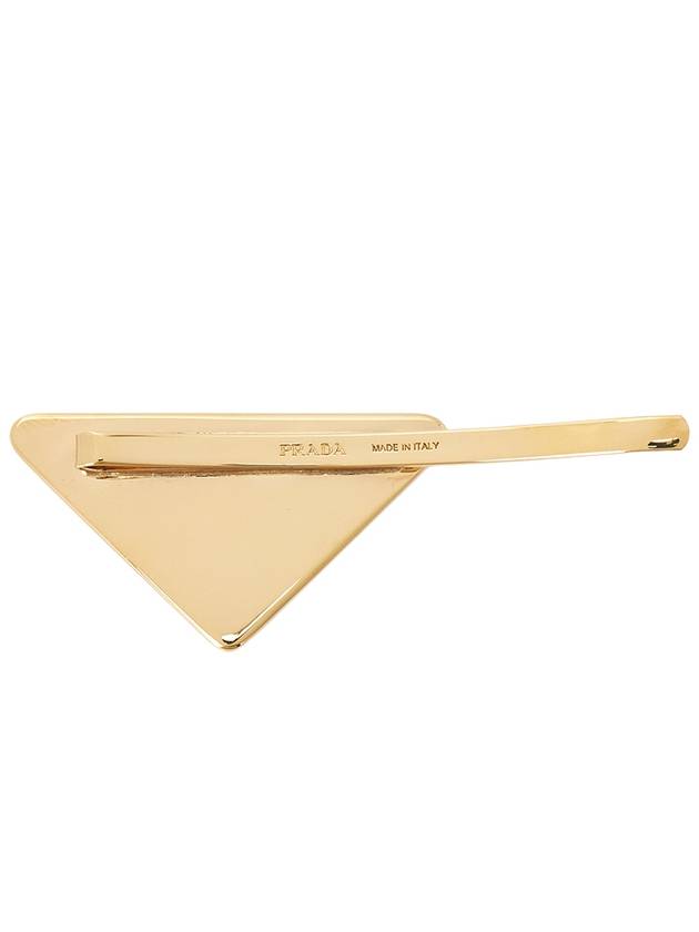 Triangle Logo Hair Clip Gold Black - PRADA - BALAAN 3