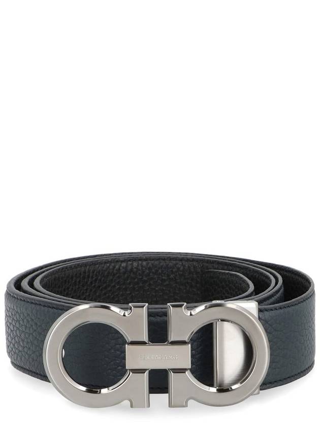 Reversible Gancini Leather Belt Black - SALVATORE FERRAGAMO - BALAAN 2