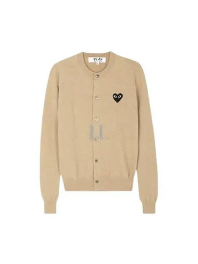 Black Heart Wappen Wool Round Neck Cardigan Beige - COMME DES GARCONS PLAY - BALAAN 2