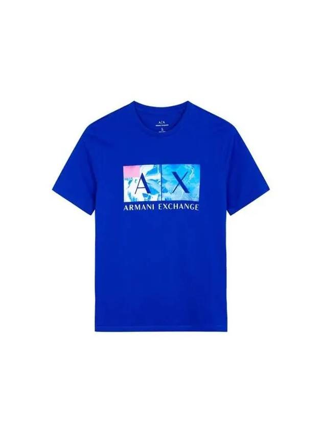 Men s Glossy Patch Crew Neck T Shirt Blue 271257 - ARMANI EXCHANGE - BALAAN 1