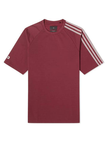 3 Stripe Short Sleeve T-Shirt Shadow Red - Y-3 - BALAAN 1