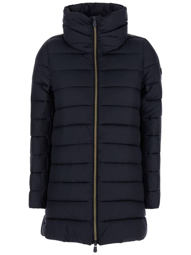 'Lydia' Blue Down Jacket With Funnel Neck In Shiny Fabric Woman - SAVE THE DUCK - BALAAN 1