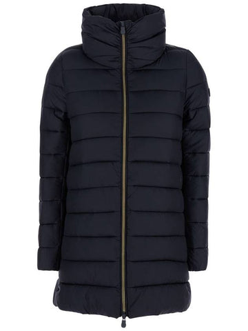 'Lydia' Blue Down Jacket With Funnel Neck In Shiny Fabric Woman - SAVE THE DUCK - BALAAN 1