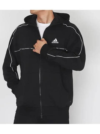 Wording Loose Fit French Terry Zip Up Hoodie Black - ADIDAS - BALAAN 2