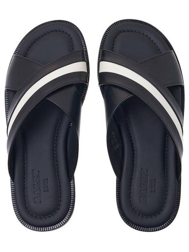 Jabil Leather Slippers Black White - BALLY - BALAAN 3