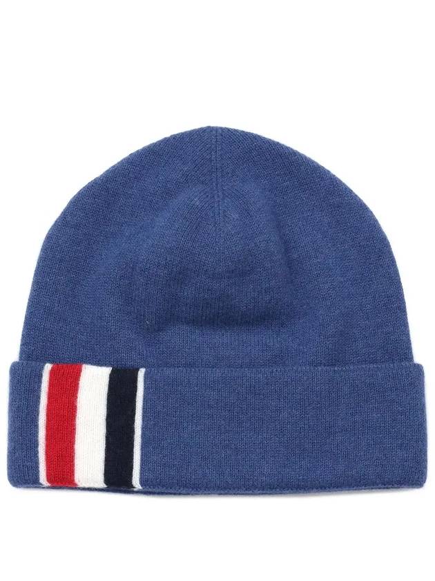 Striped Wool Beanie Dark Blue - THOM BROWNE - BALAAN 4