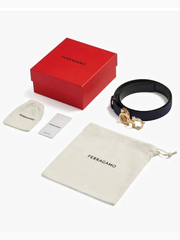 Reversible Gancini Leather Belt Black Navy - SALVATORE FERRAGAMO - BALAAN 5