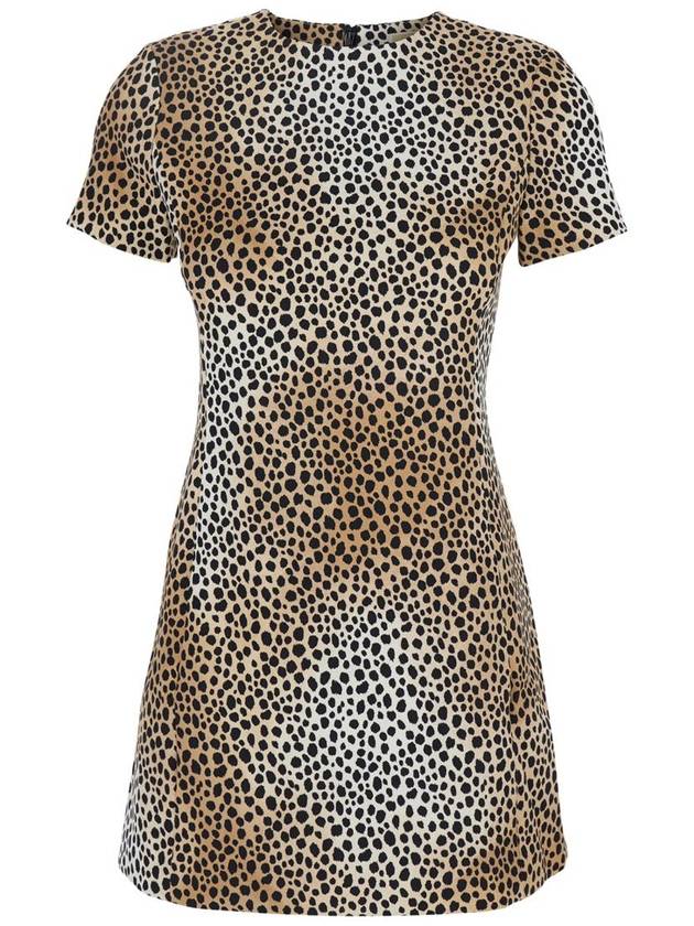 Brown Mini Dress With All-Over Leopard Print In Tech Fabric Blend Woman - MICHAEL KORS - BALAAN 1