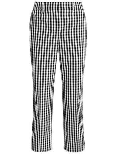 Gingham Cropped Pants Black White - BURBERRY - BALAAN 1