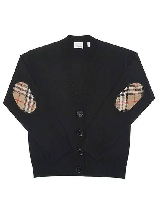 Dornoch Check Pattern Merino Wool Cardigan Black - BURBERRY - BALAAN 2