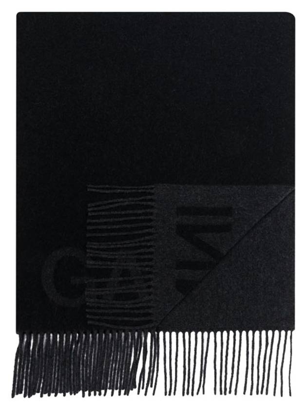 Logo Fringe Muffler Black - GANNI - BALAAN 2