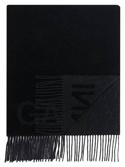 Logo Fringe Muffler Black - GANNI - BALAAN 2