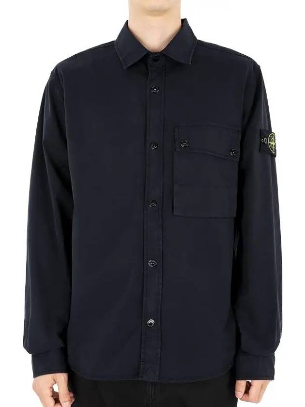 Men's Wappen Patch Long Sleeve Shirt Navy - STONE ISLAND - BALAAN 3