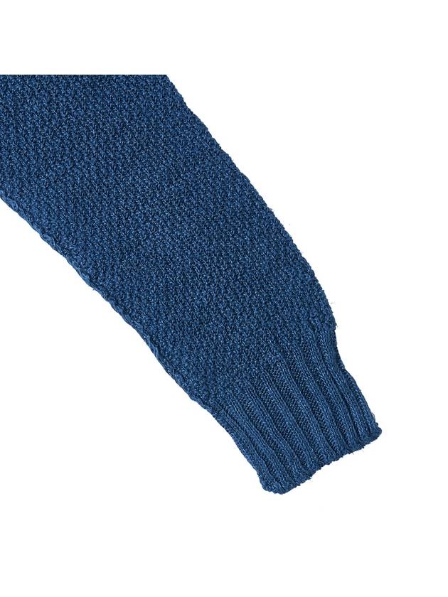 V-neck Basket Weave Hemp Knit Top Blue - MAISON MARGIELA - BALAAN 6