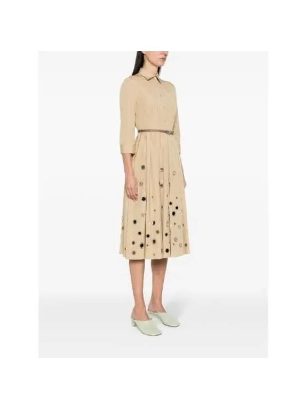 Cotton Shirt Midi Dress Beige - PRADA - BALAAN 4