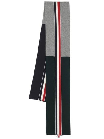 Tri-color Detail Virgin Wool Knit Scarf - THOM BROWNE - BALAAN 1