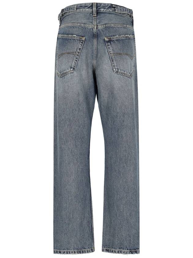 Vintage Effect Denim Straight Jeans Blue - BALENCIAGA - BALAAN 3