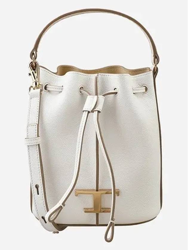 T Timeless Leather Micro Logo Bucket Bag White - TOD'S - BALAAN 2