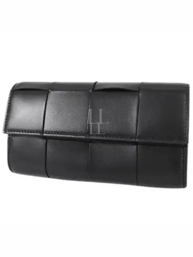 Cassette Flap Leather Long Wallet Black - BOTTEGA VENETA - BALAAN 2