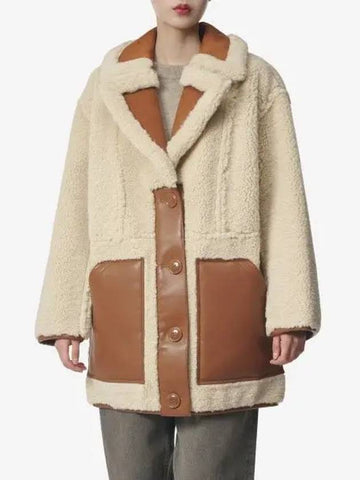 Tori shearling jacket natural white tan 61969908210120 - STAND STUDIO - BALAAN 1