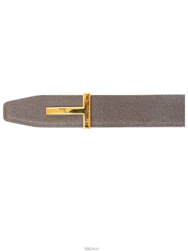 T Buckle Reversible Leather Belt Chocolate Black - TOM FORD - BALAAN 5