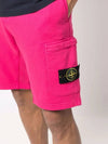 Waffen Patch  Fleece Bermuda Shorts Pink - STONE ISLAND - BALAAN 3