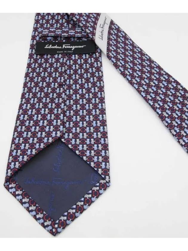 Bear Logo Print Silk Tie Navy - SALVATORE FERRAGAMO - BALAAN 5