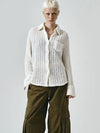 Wool Crochet Slim Fit Shirt Ivory - NOIRER FOR WOMEN - BALAAN 2