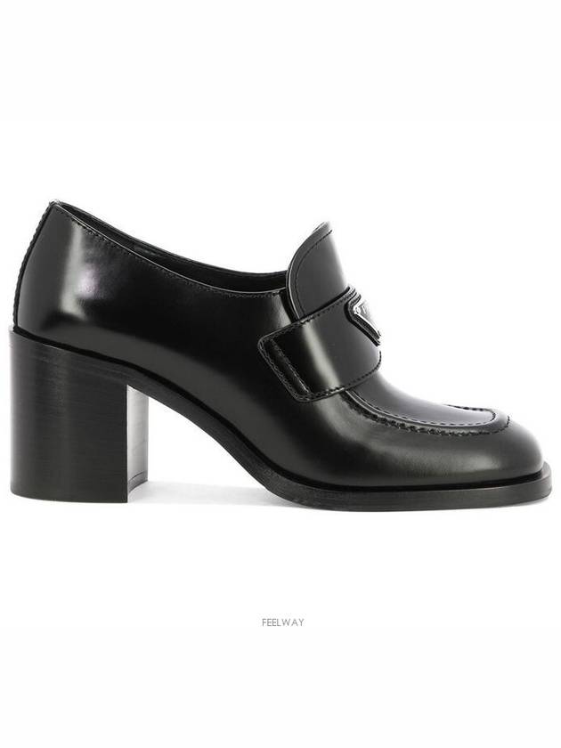 Brushed Leather Loafers Pumps Black - PRADA - BALAAN 3