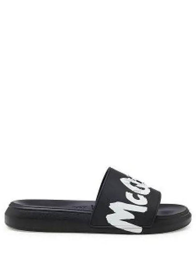 Men's Graffiti Rubber Pool Slippers Black - ALEXANDER MCQUEEN - BALAAN 2