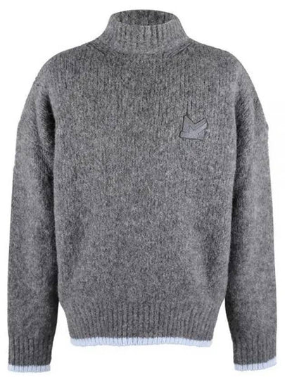 MK Patch Alpaca Wool High Neck Knit Top Grey - MAISON KITSUNE - BALAAN 2