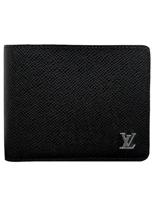 Multiple Taiga Leather Half Wallet Black - LOUIS VUITTON - BALAAN.