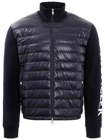 arm lettering logo knit zip-up padded navy - MONCLER - BALAAN 1